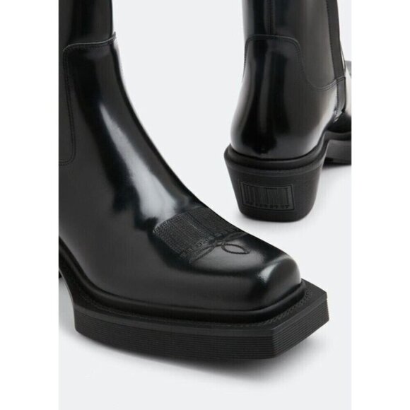 VTMNTS Logo Embossed Cowboy Ankle Boots 41 8 Mens Shiny Black Leather Vetements - Picture 16 of 16